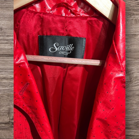 Stunning Vintage Saville Coated Canvas Swing Jacket Polka Dot RED/ NAVY - Picture 3 of 7